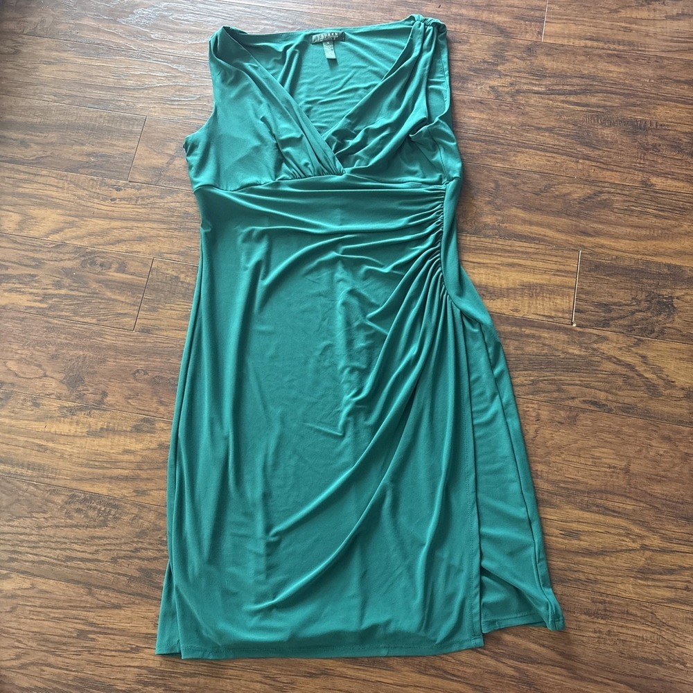 Lauren Ralph Lauren Women's Green V-Neck Side Slit Evening Gown Size 16